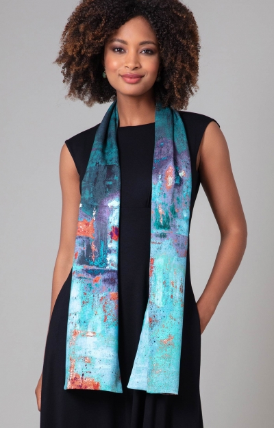 Azra Woven Scarf (Aquatic Ombre) by Alie Street