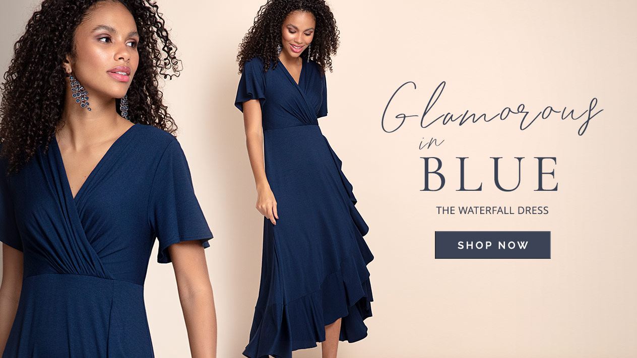 Waterfall Dress Navy