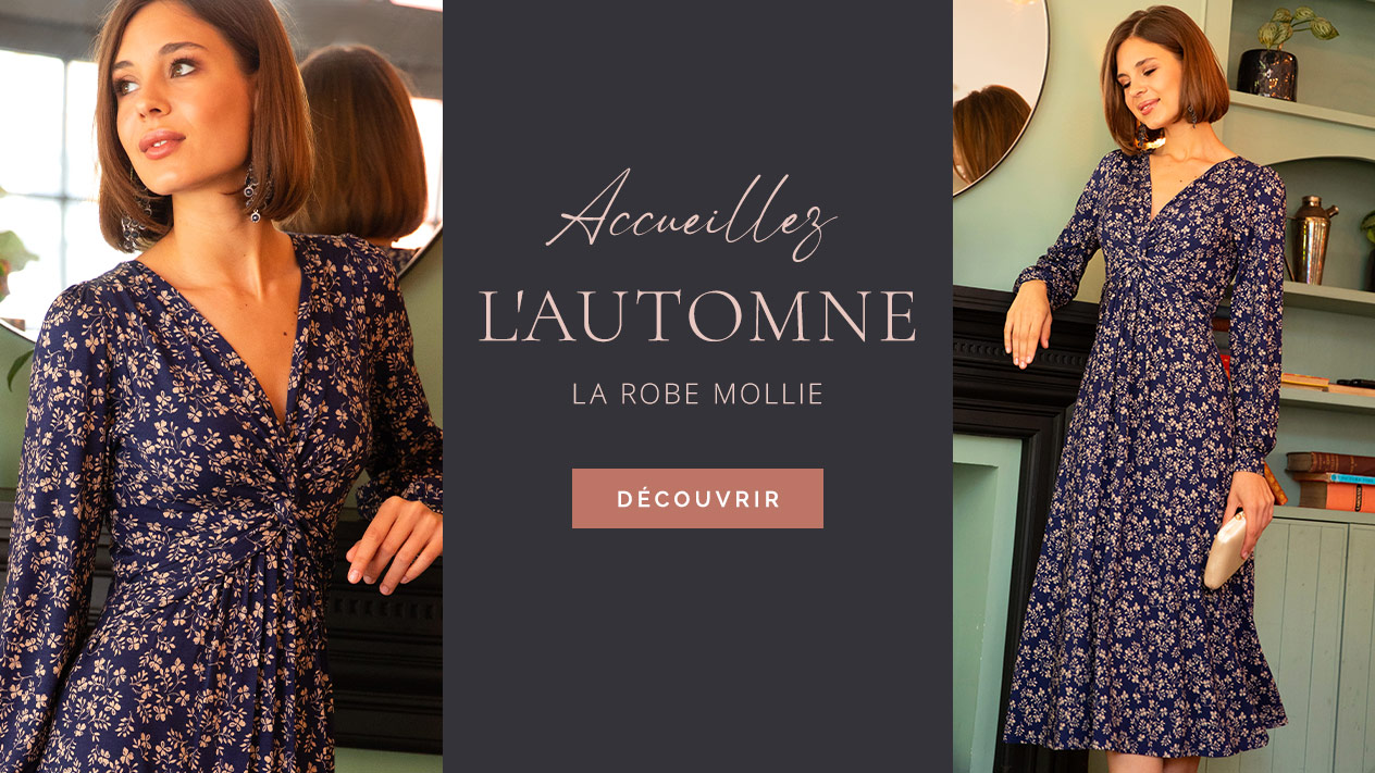 Robe mi-longue à détail torsadé Mollie (Jardin Nocturne)