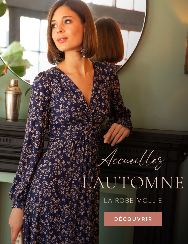 Robe mi-longue à détail torsadé Mollie (Jardin Nocturne)