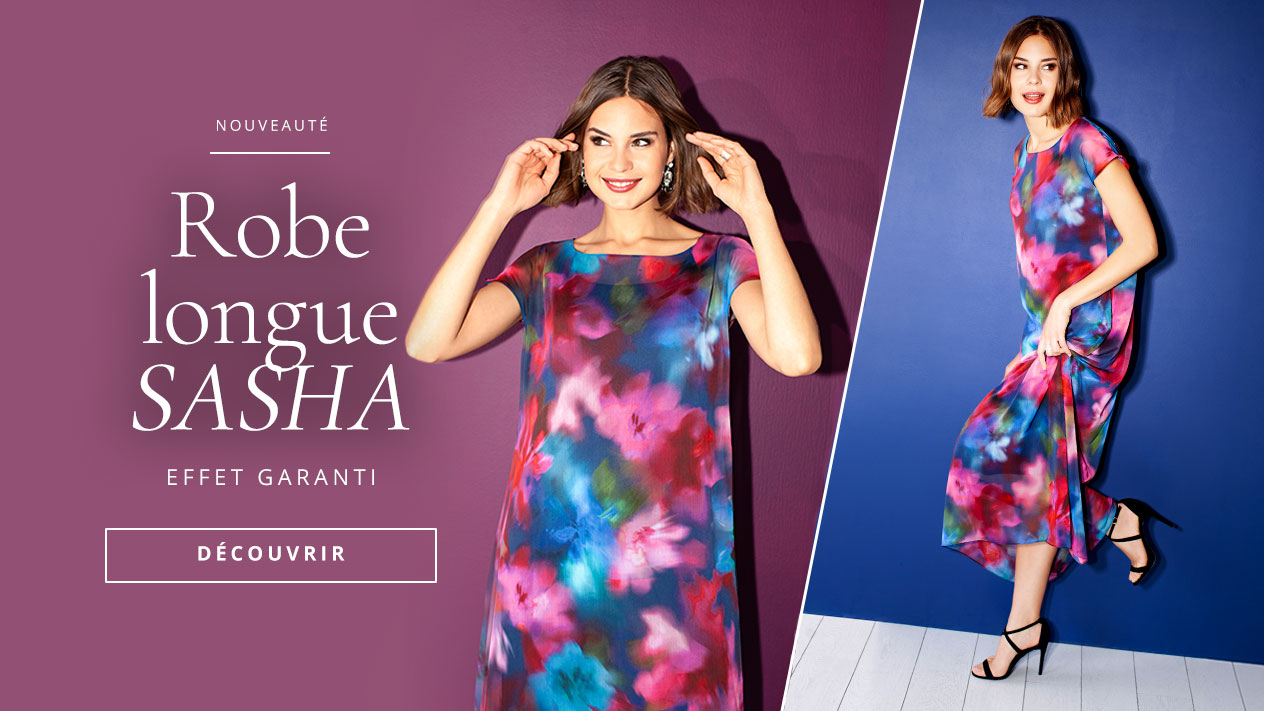 Robe longue Sasha (Fleurs au Clair de Lune)