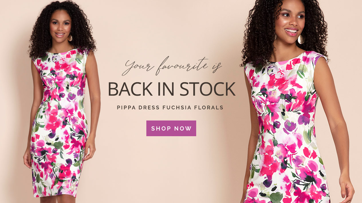 Pippa Shift Dress Fuchsia Florals