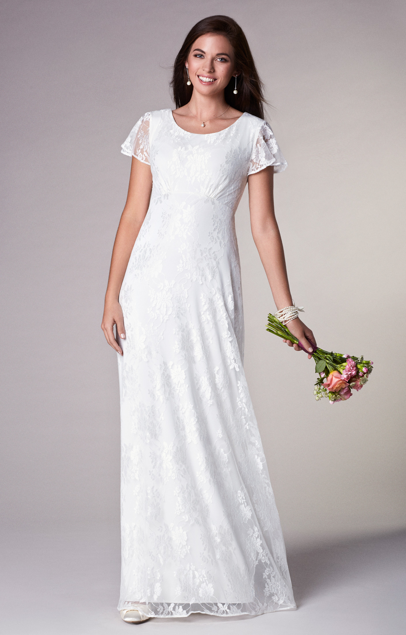 ivory evening gowns with sleeves