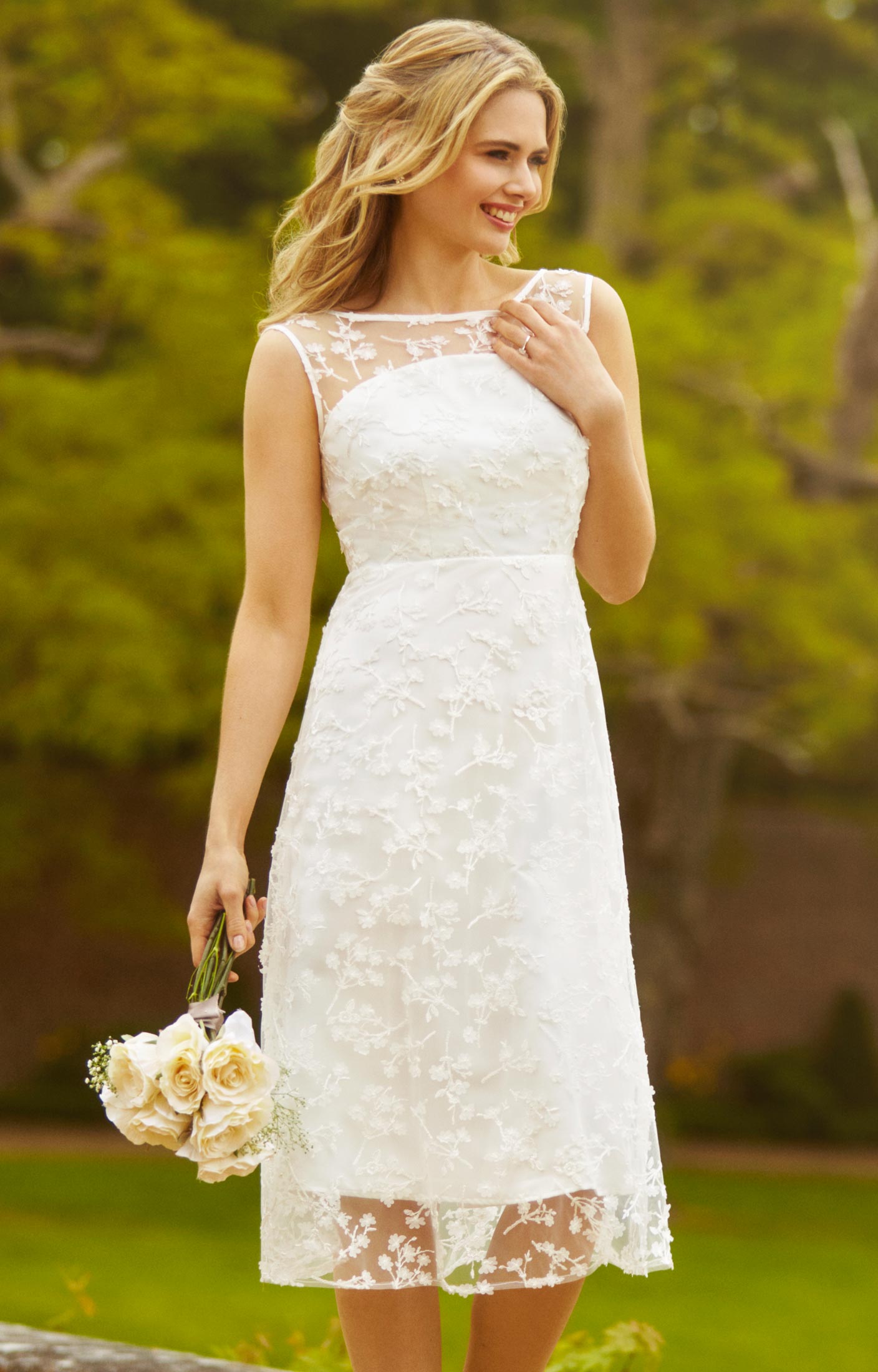 white midi dress bridal