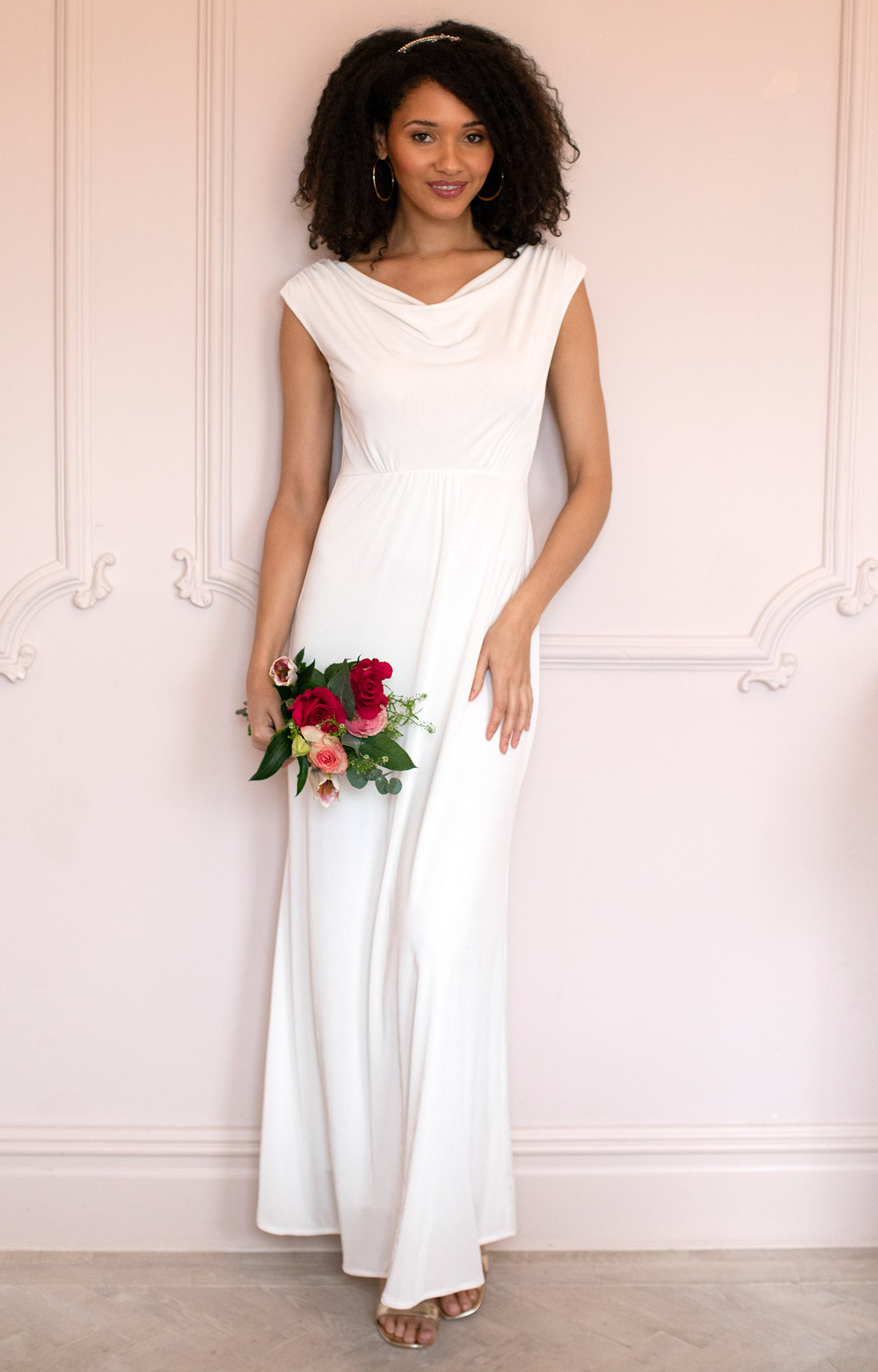 Cruise Cowl Neck Maxi Dress (Ivory) - Wedding Dresses