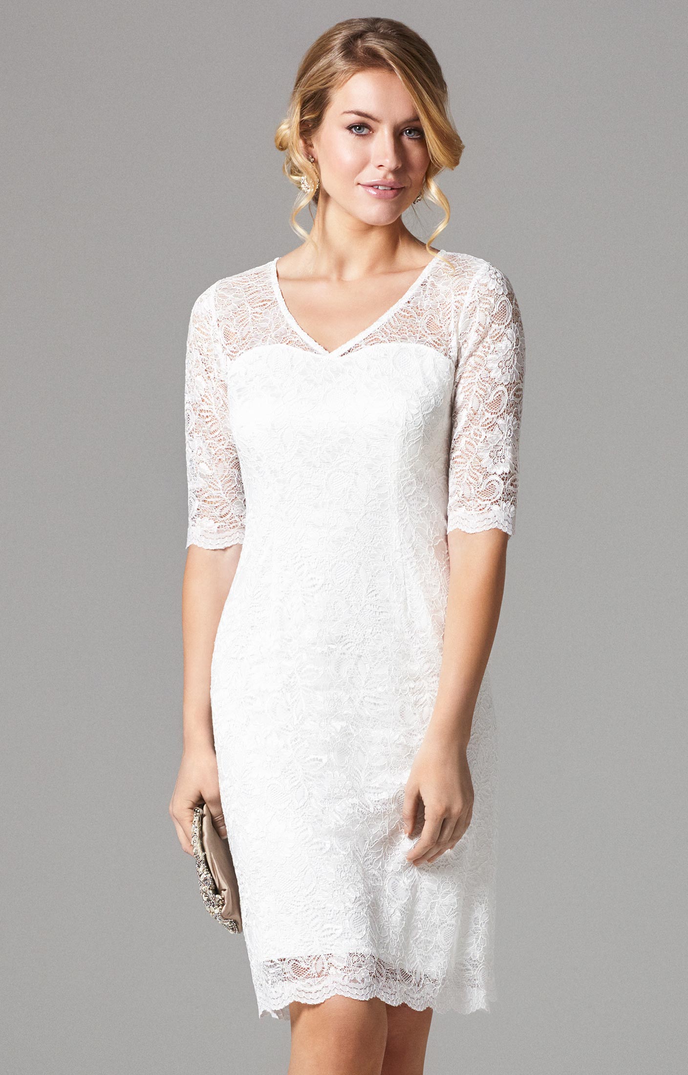 Evelina Wedding Dress Short Ivory - Wedding Dresses, Evening Wear and ...