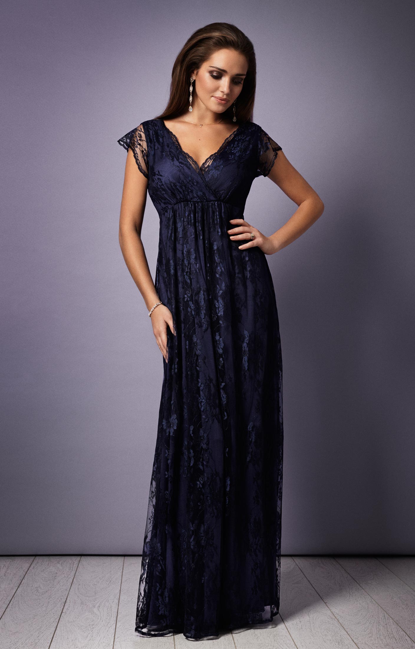 Tiffany Rose Maternity Formal Gown Eden Arabian Nights Navy Blue Lace Size  12-14 | eBay