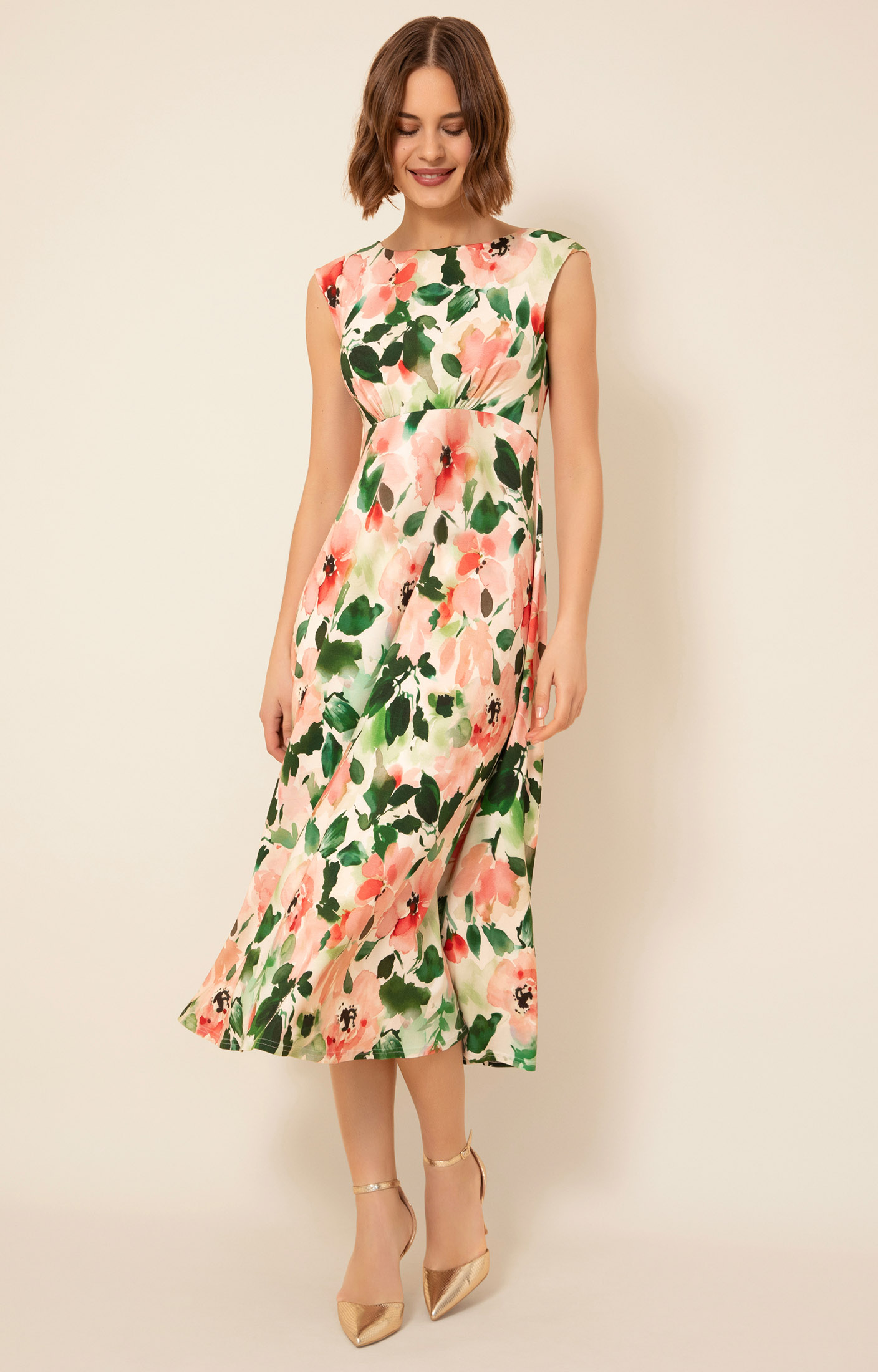 midi dress saks Twisted Front Dress Midi Length Flared Cut Saks