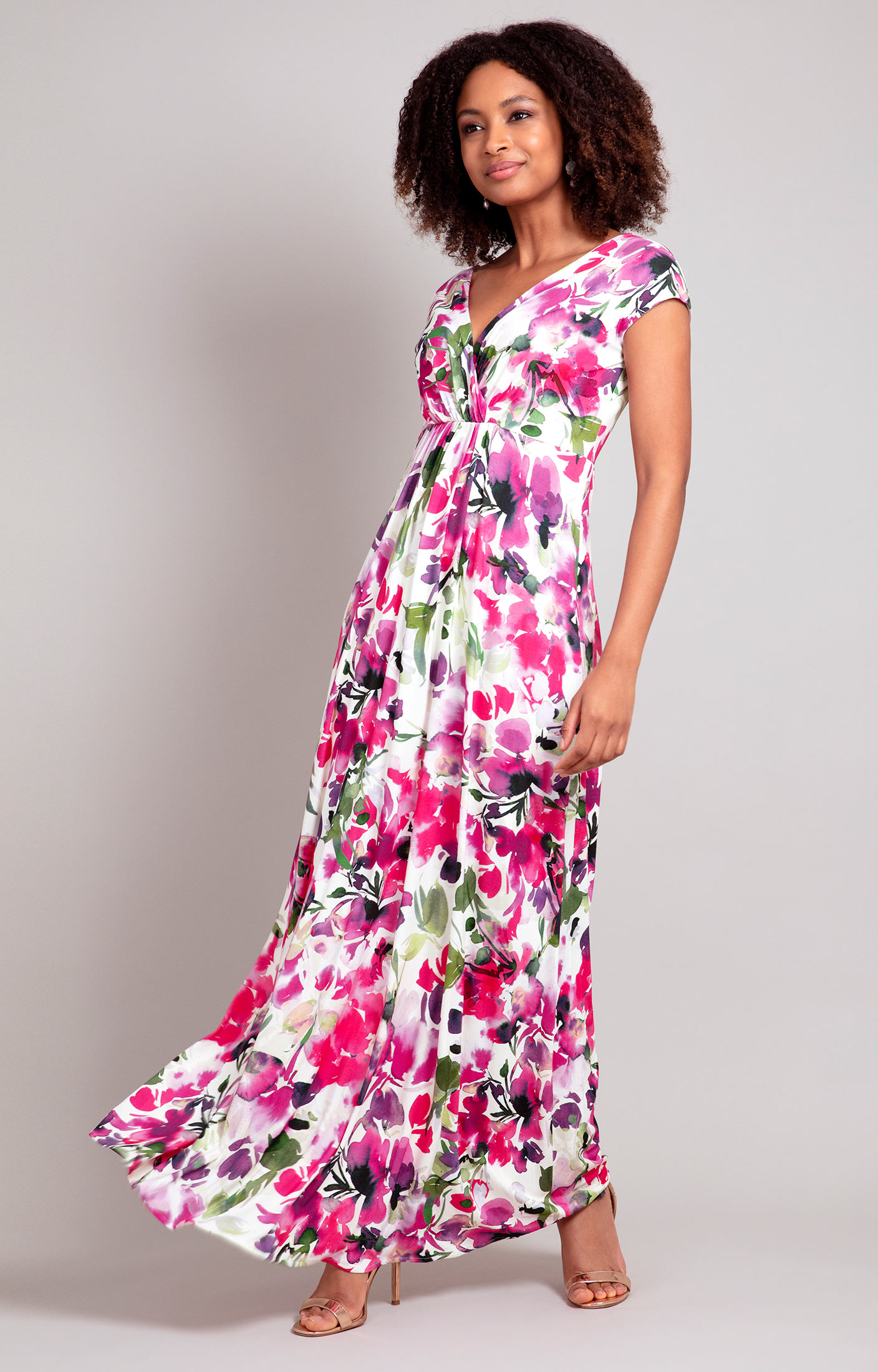 pink floral maxi dress