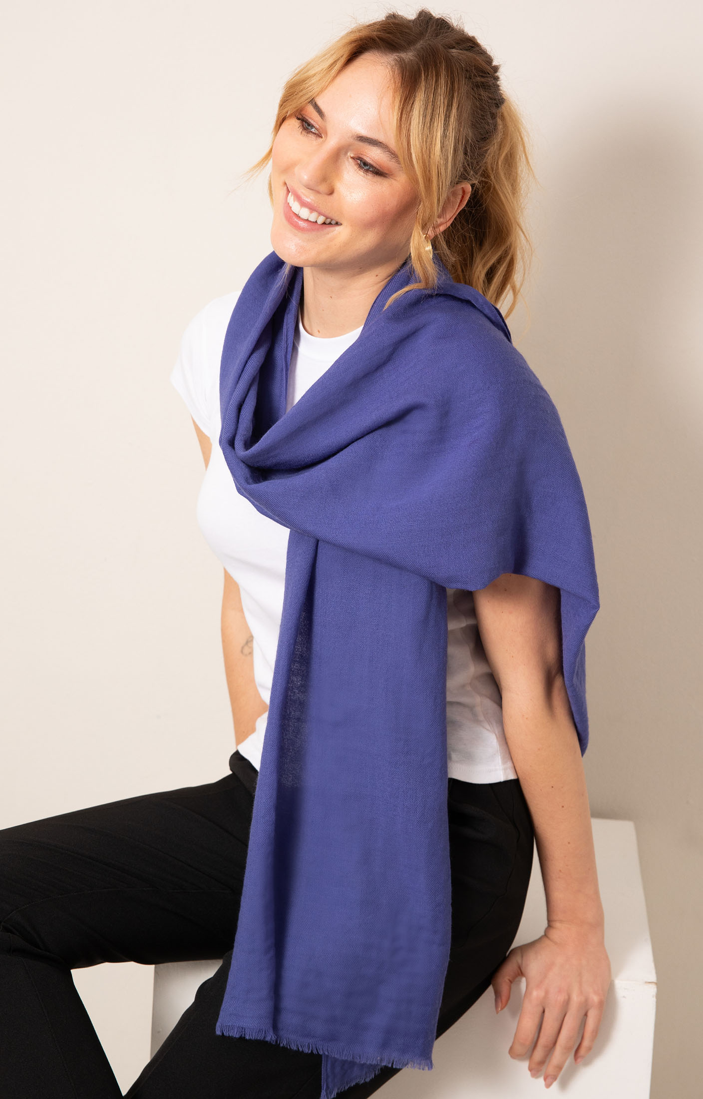 Aurielle Silk Wool Scarf (Future Dusk) - Wedding Dresses, Evening