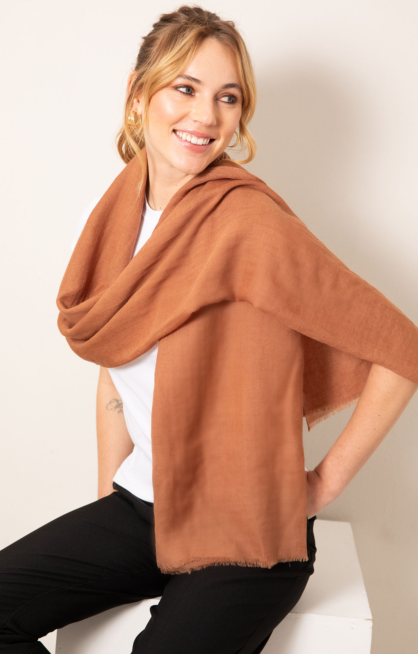 Aurielle Silk Wool Scarf (Mocha Mousse) - Wedding Dresses, Evening