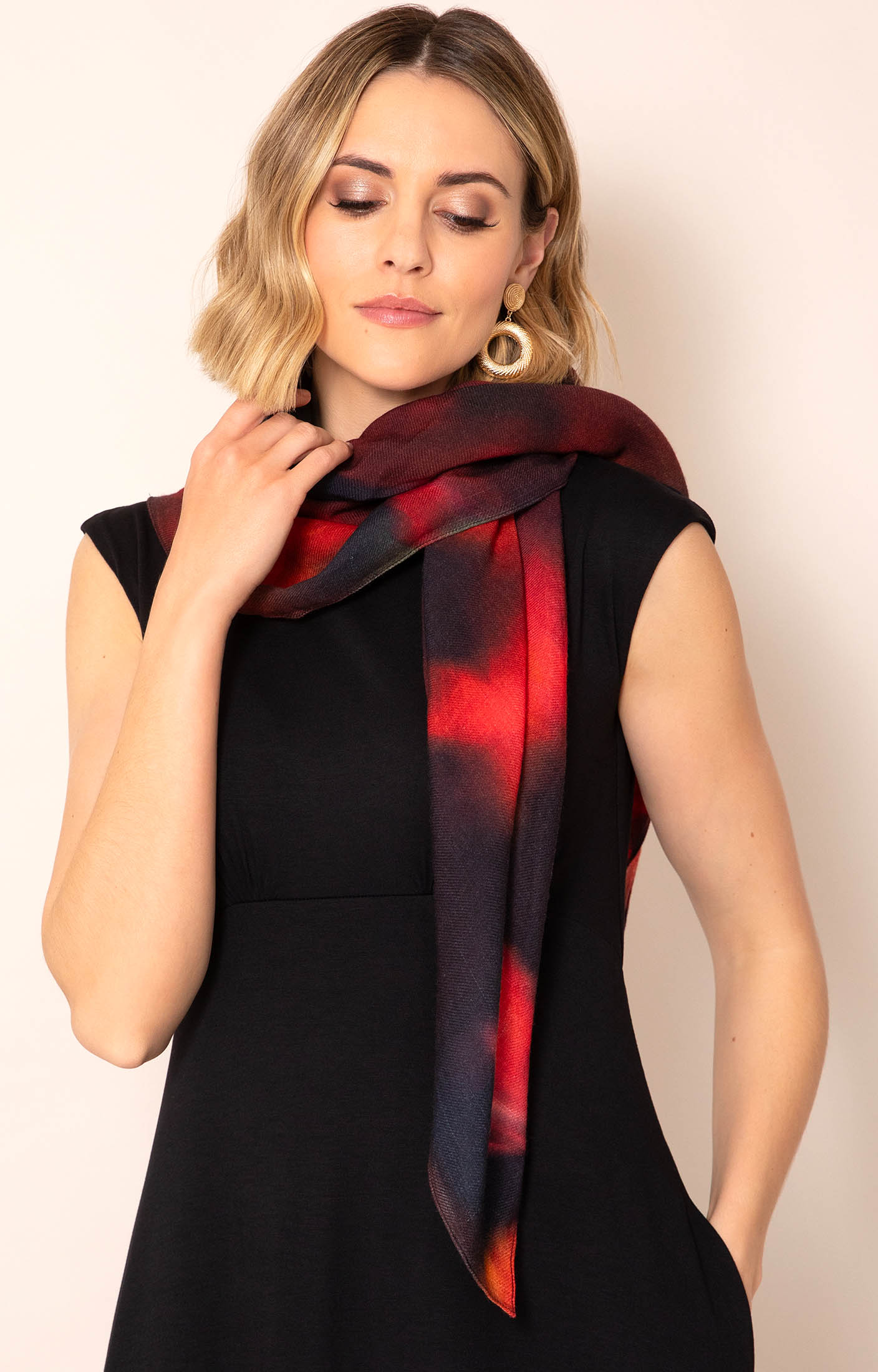 Minerva Silk Wool Scarf (Midnight Ember) - Wedding Dresses