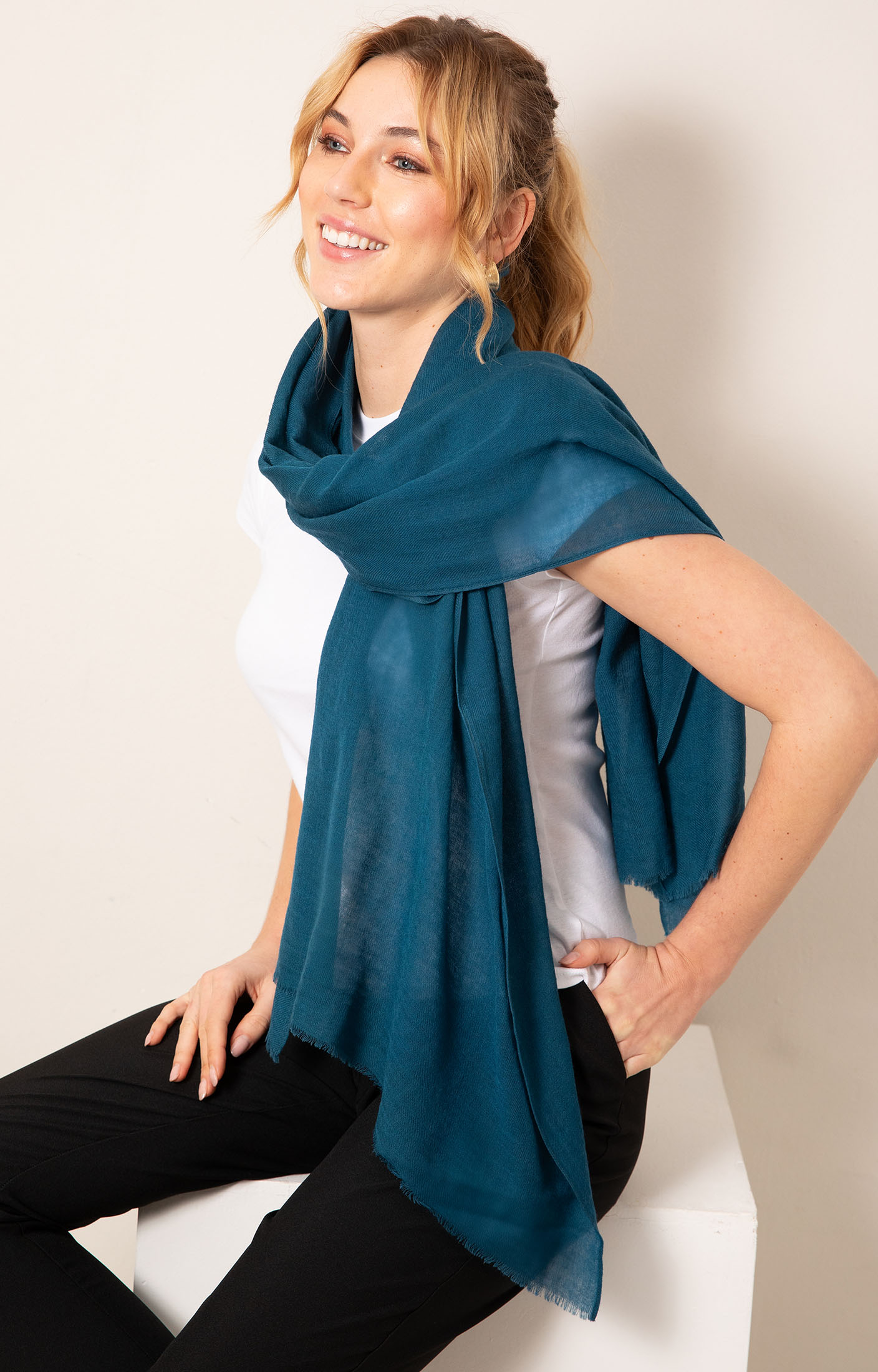 Aurielle Silk Wool Scarf (Tapestry Teal) - Wedding Dresses