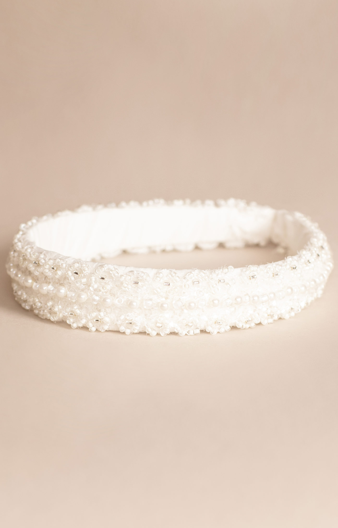 Headband Pearl Beaded Ivory Cream - Wedding Dresses, Evening 