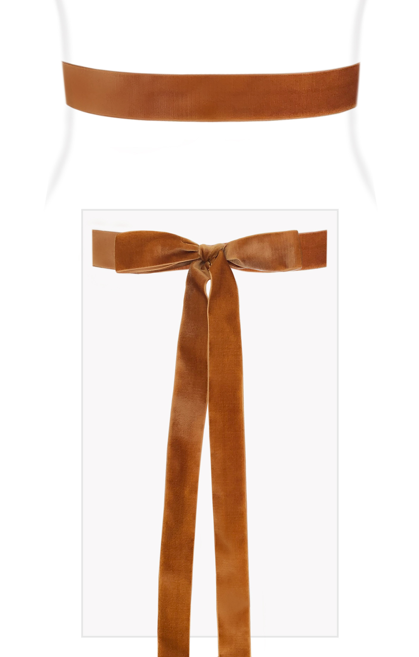 Velvet Ribbon Sash Rust Orange Wedding Dresses Evening Wear and
