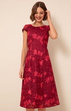Charlotte Lace Dress (Azalea Red)