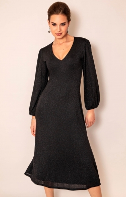 Cecelia Midi Dress (Glitter Black)
