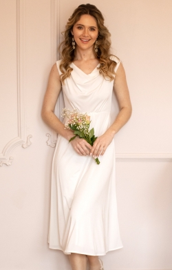Darcie Cowl Neck Dress (Ivory)