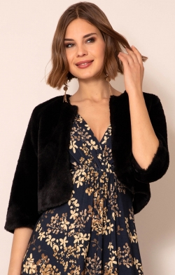 Jaclyn Faux Fur Bolero (Black)