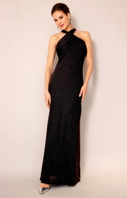 Thea Halter Gown (Glitter Black)