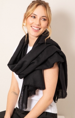 Aurielle Silk Wool Scarf (Black)