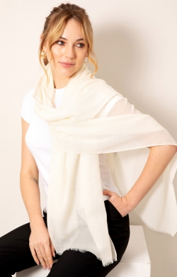 Aurielle Silk Wool Scarf (Cream)