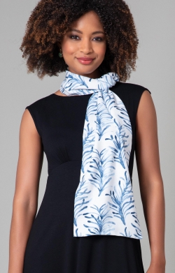 Azra Woven Scarf (Blue and White Floral)