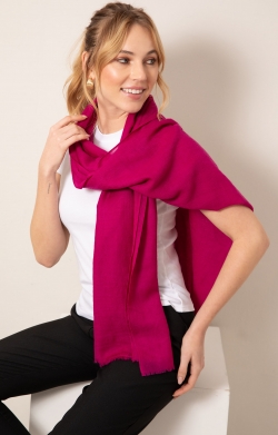 Aurielle Silk Wool Scarf (Deep Fuchsia)