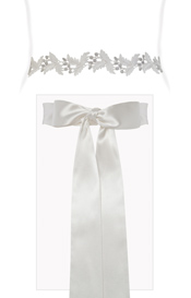 Grecian Embroidered Sash Silver/Ivory
