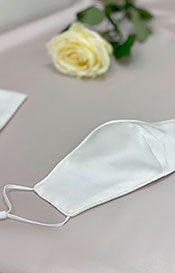 Faux Silk Bridal Face Mask & Bag (Ivory)