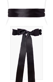 Smooth Satin Sash Slim Black