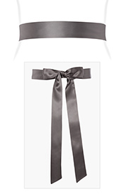 Smooth Satin Sash Long Charcoal