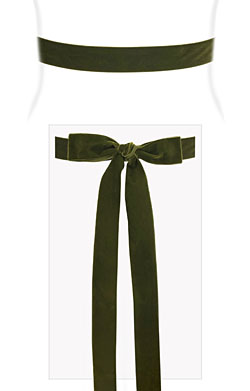 Velvet Ribbon Sash Moss Green