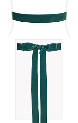 Velvet Ribbon Sash Teal Green