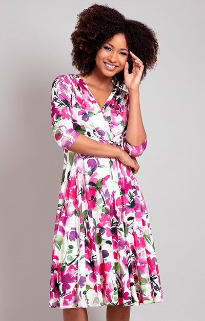 Annie Dress Short Fuchsia Florals by Alie Street