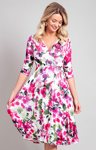Annie Dress Short Fuchsia Florals - Evening Dresses, Occasion Wear and ...