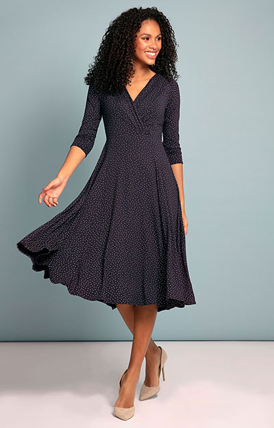 Kleid Annie Polka Dot Marine Taupe by Alie Street