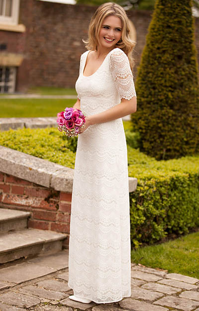 Claudia Lace Wedding Gown Bright Ivory - Evening Dresses, Occasion Wear ...