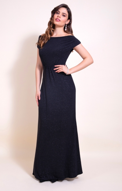 Cruise Cowl Neck Maxi Dress (Glitter Black) by Alie Street