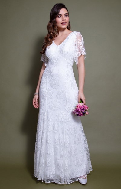 Robe longue en dentelle Evelyn (Ivoire) by Alie Street