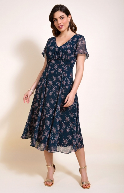 Robe Miranda (Bleu Marine Floral) by Alie Street
