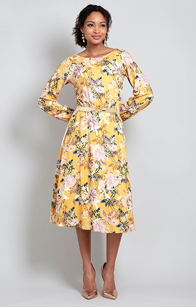 Robe Marissa Fleurs Jaune Safran by Alie Street