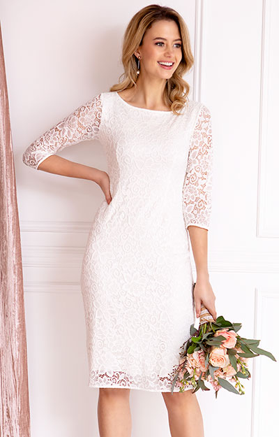 Macie Shift Wedding Dress Ivory by Tiffany Rose