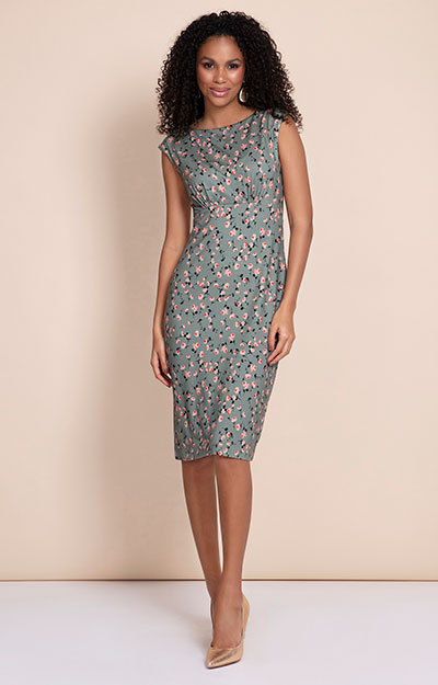 Pippa Shift Dress Ditsy Floral Olive by Alie Street