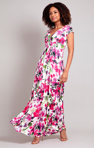 Robe Sophia longue Fleurs Fuchsia by Alie Street