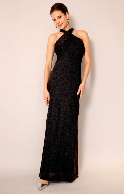 Thea Halter Gown (Glitter Black) by Alie Street