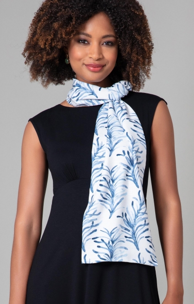 Azra Woven Scarf (Blue and White Floral) by Alie Street