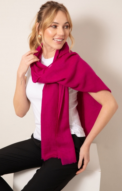 Aurielle Silk Wool Scarf (Deep Fuchsia) by Alie Street