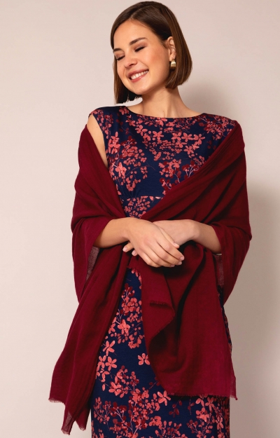 Aurielle Silk Wool Scarf (Deep Wine) by Alie Street