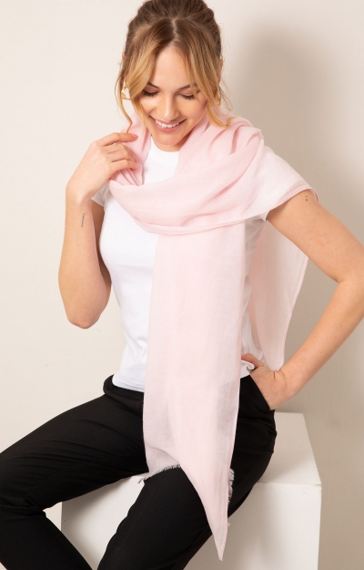 Aurielle Silk Wool Scarf (Soft Pink) by Alie Street